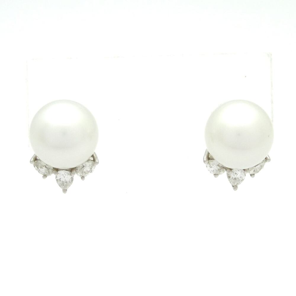 Mikimoto Earrings Pearl 18K White Gold Diamond Pt900